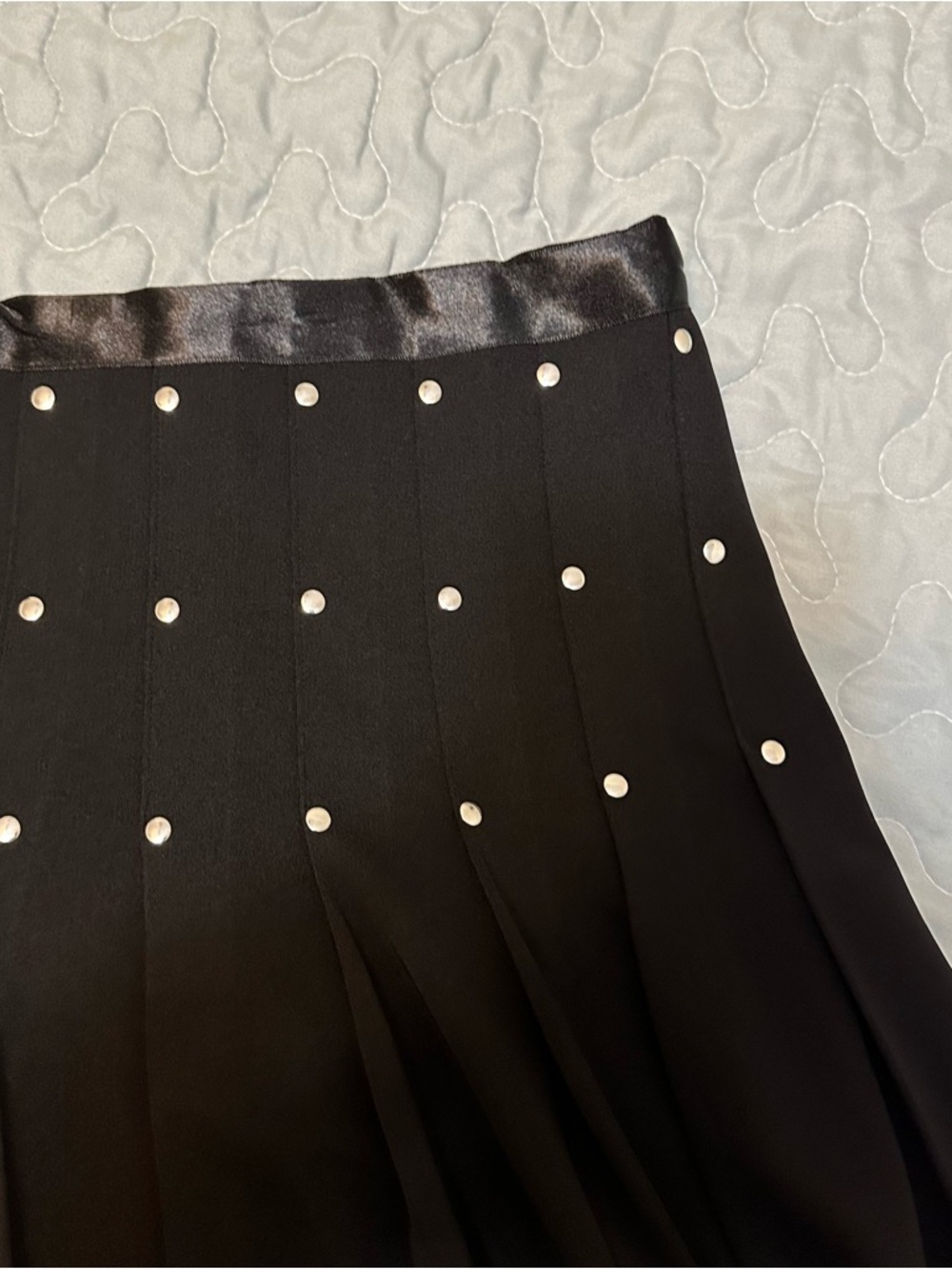Black Studded Detail Pleated Women’s Mini Skirt - Picture 5 of 7